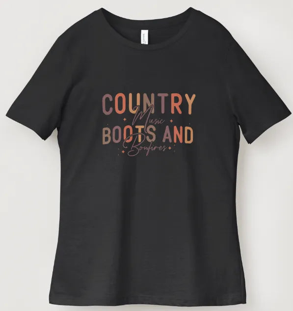 Country Music, Boots, and Bonfires Tee