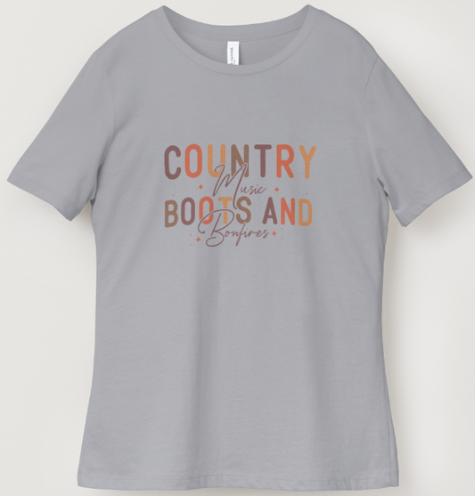 Country Music, Boots, and Bonfires Tee