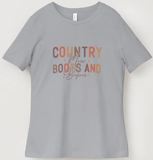 Country Music, Boots, and Bonfires Tee